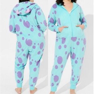 Pixar x Torrid Monsters Inc Full Body Suit with horned Hood. Size 1/2